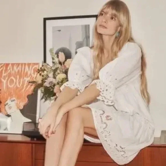 Anthropologie Audrina Forever that Girl White Eyelet Dress - Picture 2 of 9